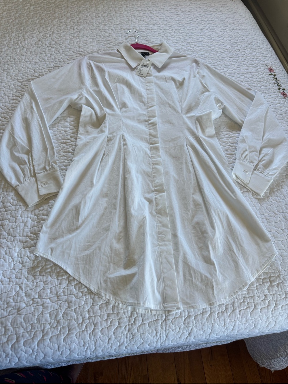 Windsor White Long-Sleeve Button Tunic Dress